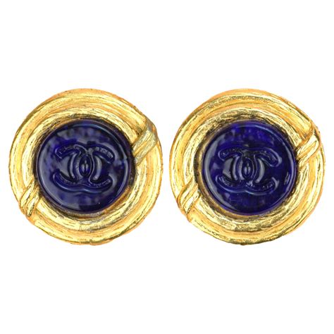 vintage blue chanel earring